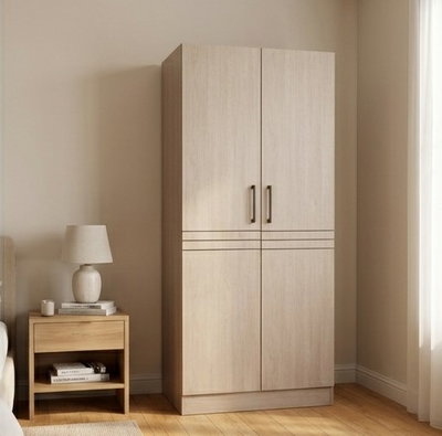خزانة ملابس خشب MDF، 54×80×200 سم 2 باب - بيج product image 2