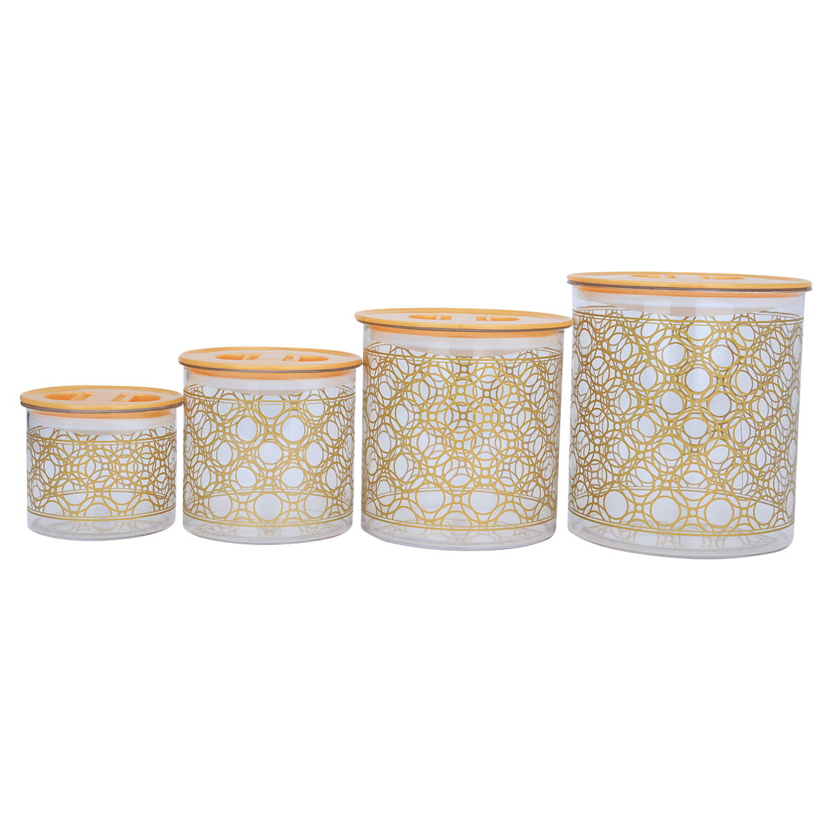 Al Saif Gallery plastic boxes set, round, golden circle pattern, 4 pieces - white product image 4