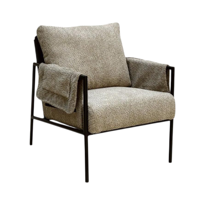كرسي مودرن معدن، 85×60×60 سم، قماش بوكليه واسفنج - كافيه product image 3