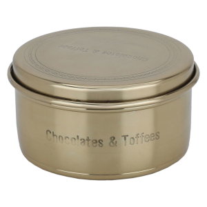 Al Saif Gallery steel box, 11 cm, round with lid - gold product image 2