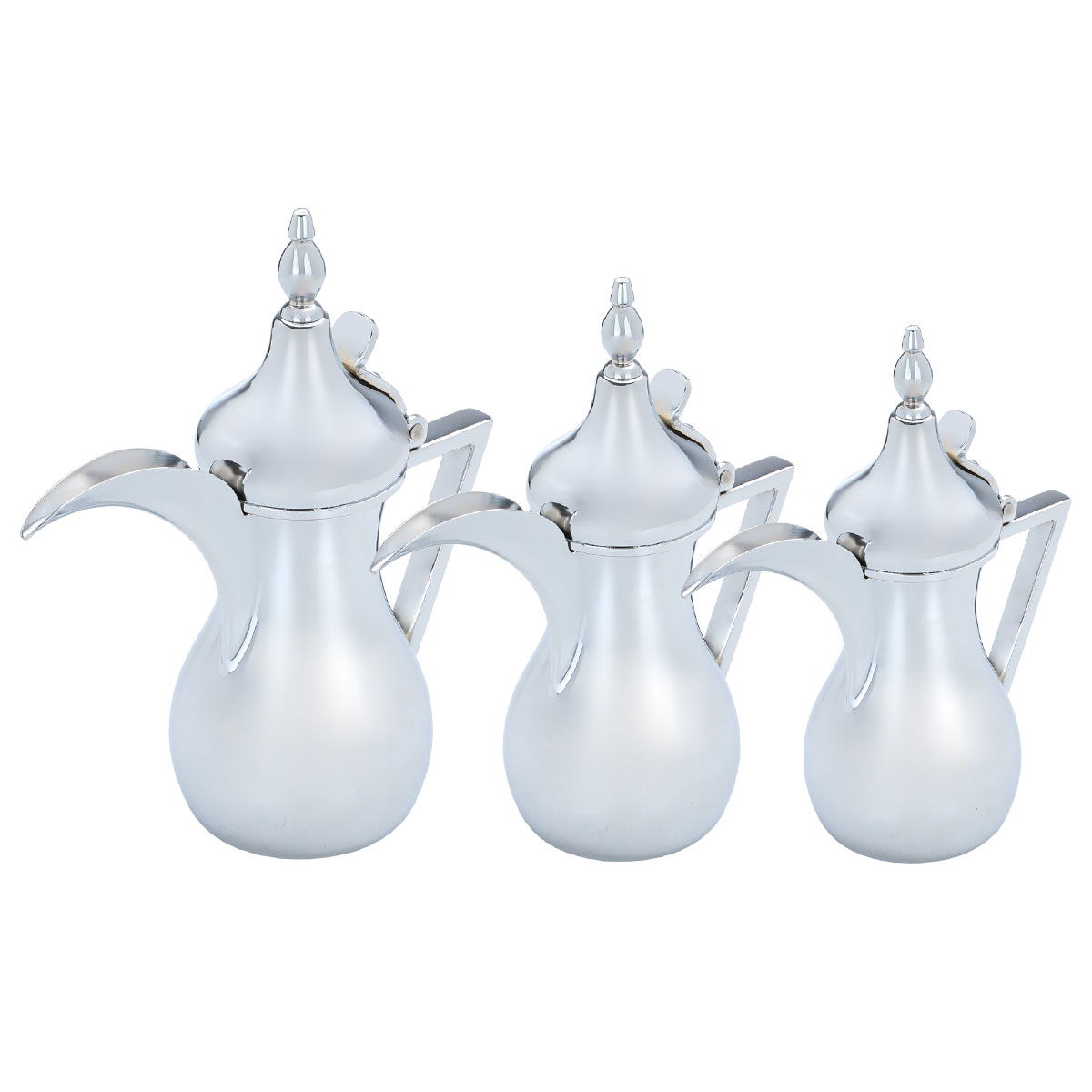 Sulaiman Steel Al Saif Gallery Dallah Set, 0.76/0.82/1.14 litre, 3 Pieces - Silver product image 2