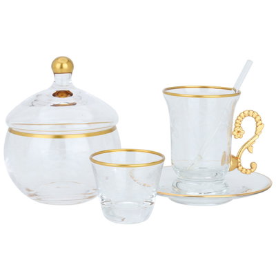 طقم بيالات شاهي وقهوة زجاج السيف غاليري، 50 قطعة - شفاف product image 1