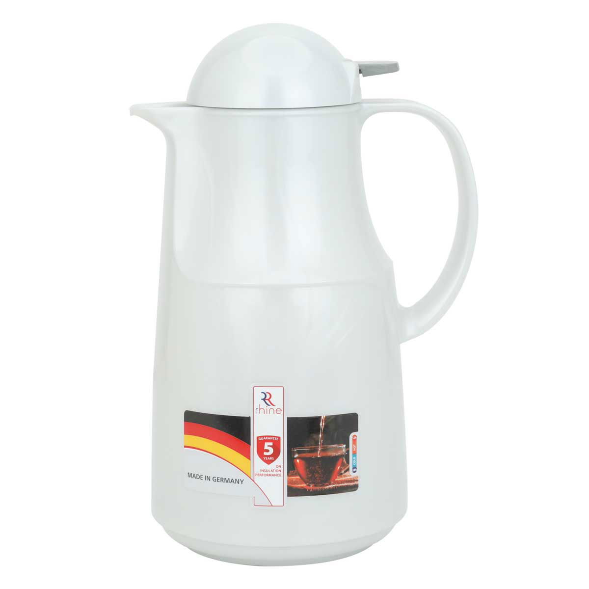 Rhinestone thermos, 1 liter, thermal glass inner container, plastic outer shell - white product image