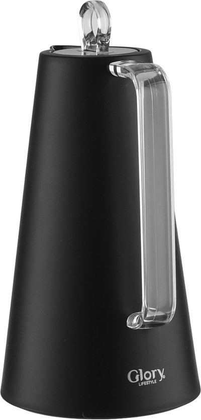 Glory Helena Thermos, 1 Liter, Glass Interior, Transparent Handle, Push-Button Lid - Black product image 3