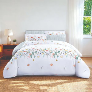 طقم لحاف سمر لاند قطن، 230x170 سم، نفر ونص، 4 قطع - ابيض product image