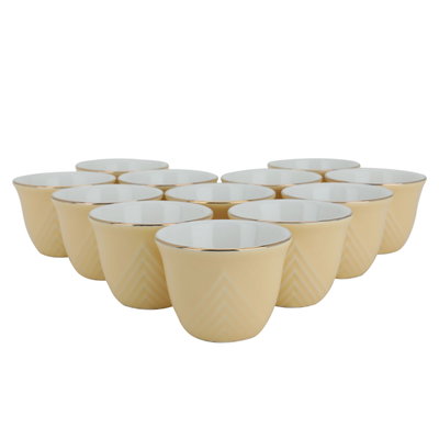 Al Saif Gallery ceramic Arabic coffee cups set, 12 pieces - golden yellow product image 1