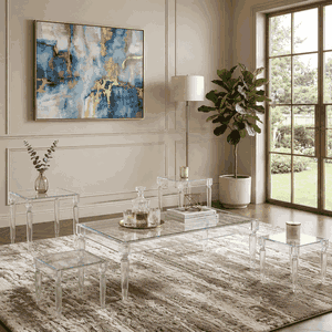طقم طاولات اكريلك و زجاج، 5 قطع - شفاف product image