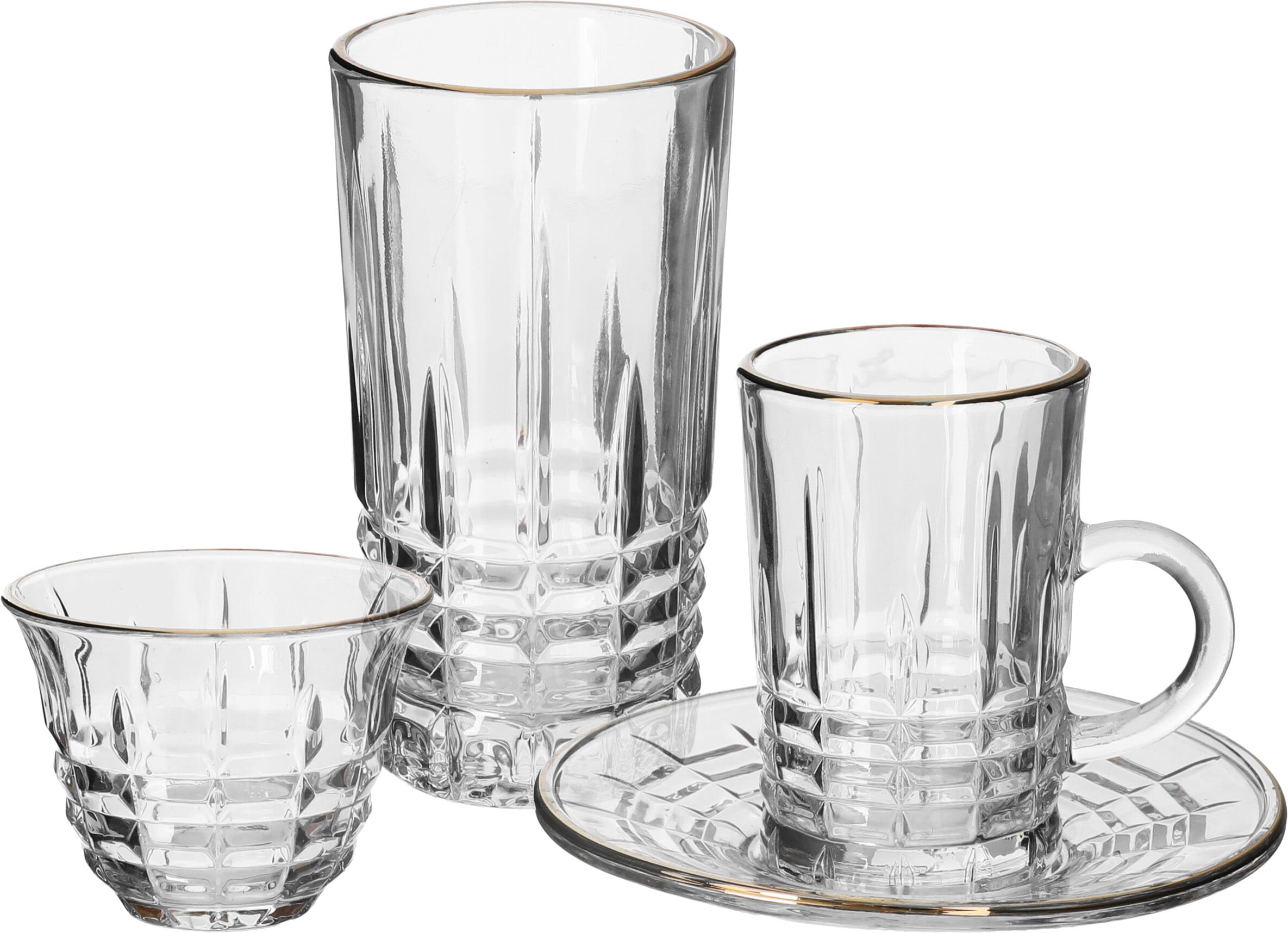 طقم تقديم بيالات شاي وقهوة زجاج السيف غاليري، 30 قطعة - شفاف product image