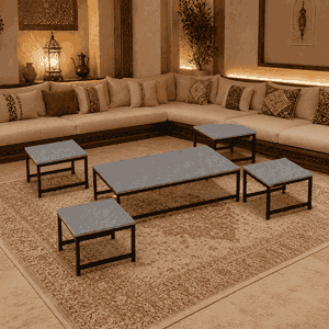 طقم طاولات خشب MDF و معدن، 5 قطع - رمادى product image