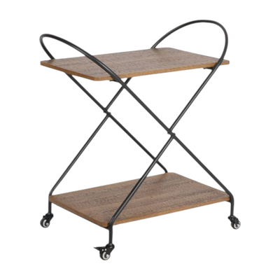 Metal And Wood Serving Trolley, 72×40×78 Cm, 2 Shelves, 360 Swivel Casters - Brown product image 3