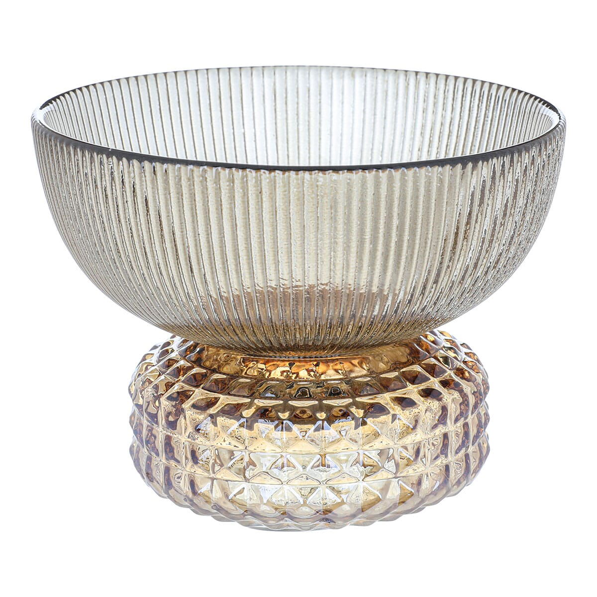 Al Saif Gallery dessert serving stand, glass - brown with Grey base product image 2