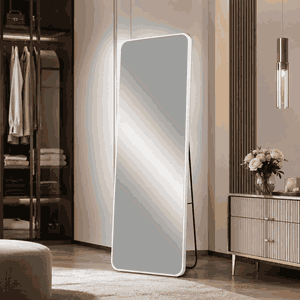 مراية ستاند زجاج، 70×70 سم، ستاند معدن - فضي product image
