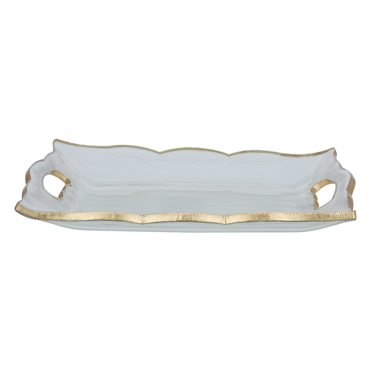 Al Saif Gallery glass dessert dish, 49 x 18 x 3 cm, rectangle, gold rim, large - clear product image