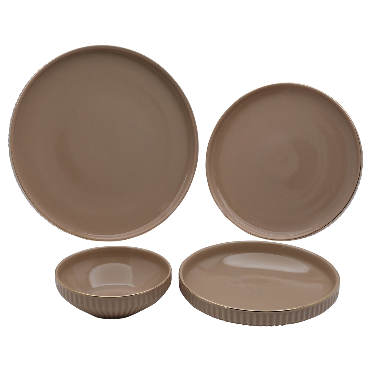 طقم سفرة بورسلان السيف غاليري، 24 قطعة، دائري، مضلع - بني product image 1