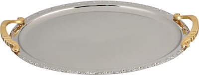 Al Saif Gallery Stainless Steel Serving Set, 3 Pieces, Oval, Gold Handle - Silver Gold product image 3