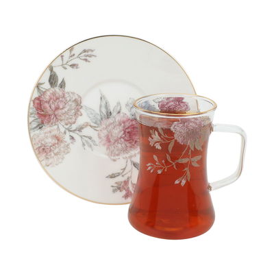 طقم تقديم بيالات شاي زجاج السيف غاليري، 12 قطع - أبيض product image 1