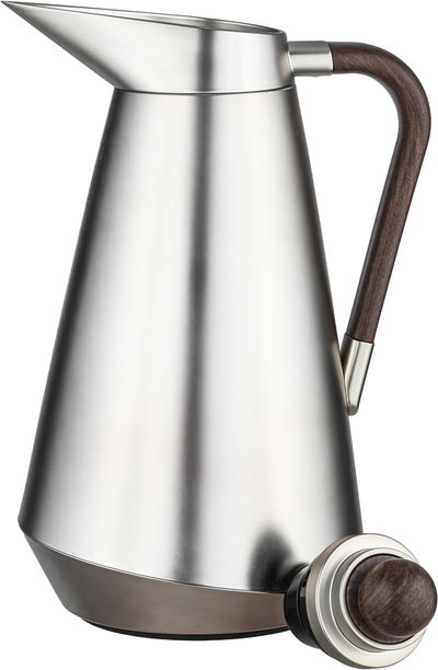 طقم ترامس طريف السيف غاليري، 1/0.7 لتر، حافظة داخلية زجاج، يد خشبي غامق، غطاء ضغاط - فضي product image 5