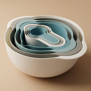 saif so Plastic Round Bowl Set, 8 Pieces, 30 x 30 x 13 cm - Colored product image