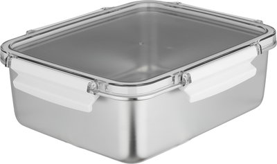 Elsahaah Stainless steel storage box, 24x19x11 cm, plastic lid, lock - transparent silver product image 2