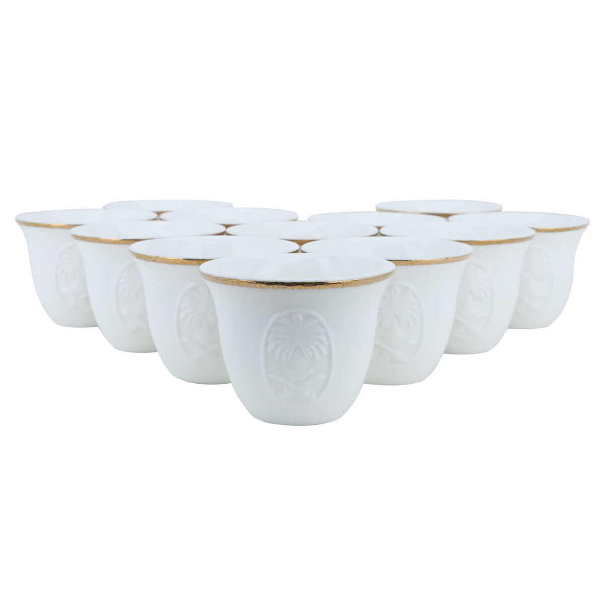 طقم فناجين قهوة عربي السيف غاليري، منقوش بخط فضي وذهبي، 6 قطع - أبيض product image