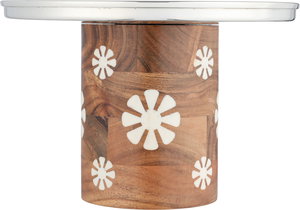 ستاند تقديم ستانلس استيل السيف غاليري، 25x25x15 سم، قاعدة خشب - متعدد الألوان product image 2