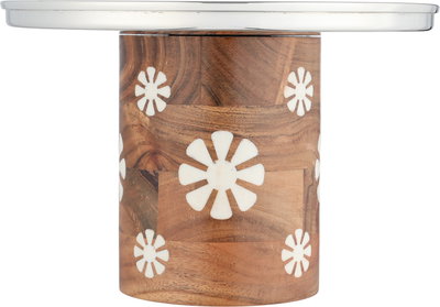 ستاند تقديم ستانلس استيل السيف غاليري، 25x25x15 سم، قاعدة خشب - متعدد الألوان product image 2