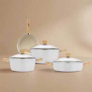 Falez Granite Cookware Set with Glass Lid, 7 Pieces - Light Beige product image