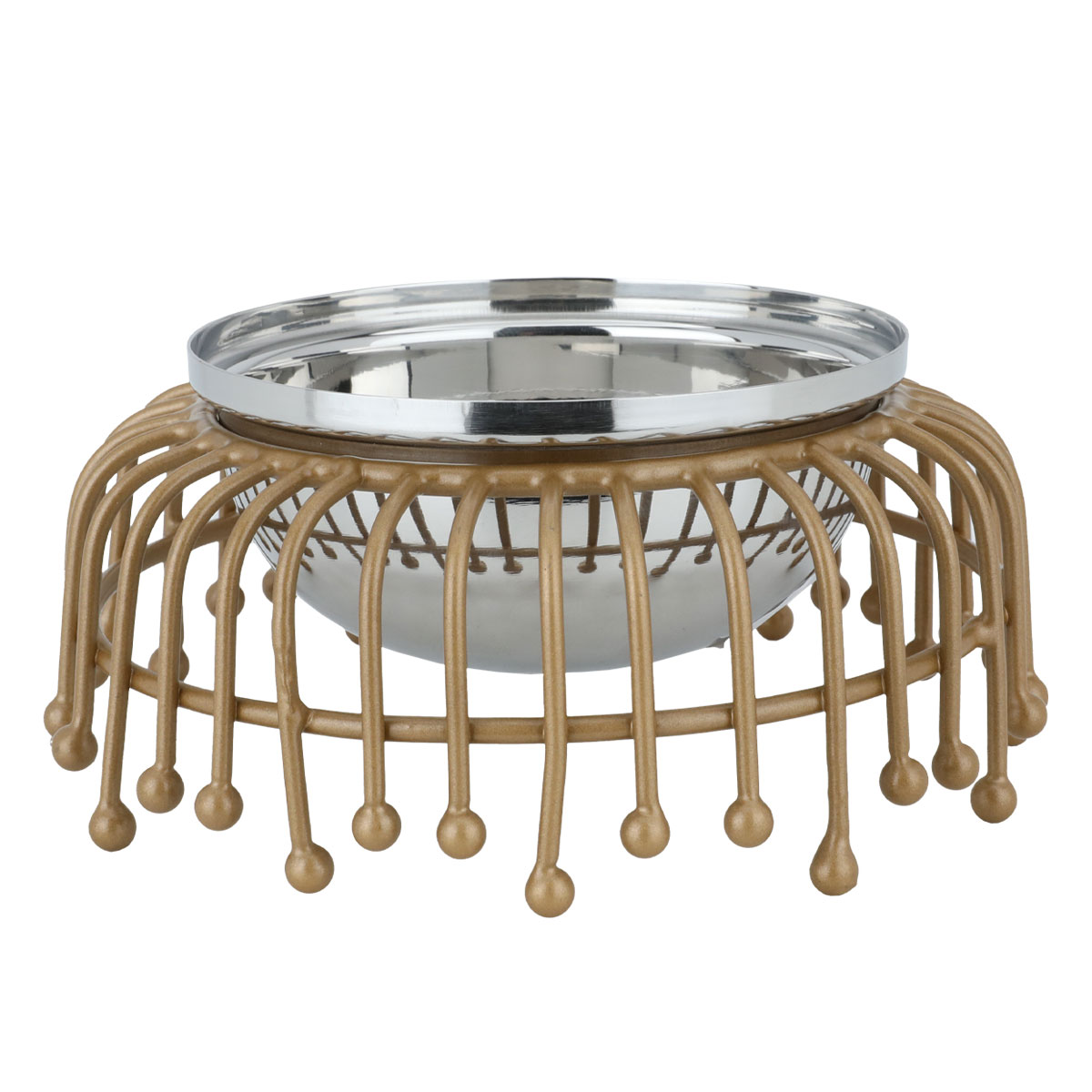 Al Saif Gallery steel serving plate, round, base - golden silver product image