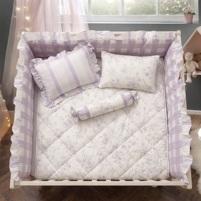 طقم لحاف اطفال مريم قطن، 9 قطع، 145x95 سم - بنفسجي product image 4