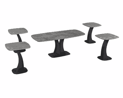 طقم طاولات خشب و معدن، 5 قطع - رمادي غامق product image 3