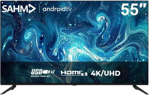 تلفزيون سمارت بدون اطار سهم، 55 بوصة، 4K UHD، شاشة LED، اندرويد 14، ريموت كنترول، حامل جداري، 2 منفذ HDMI، منفذ USB، SHM-55LPS - اسود product image