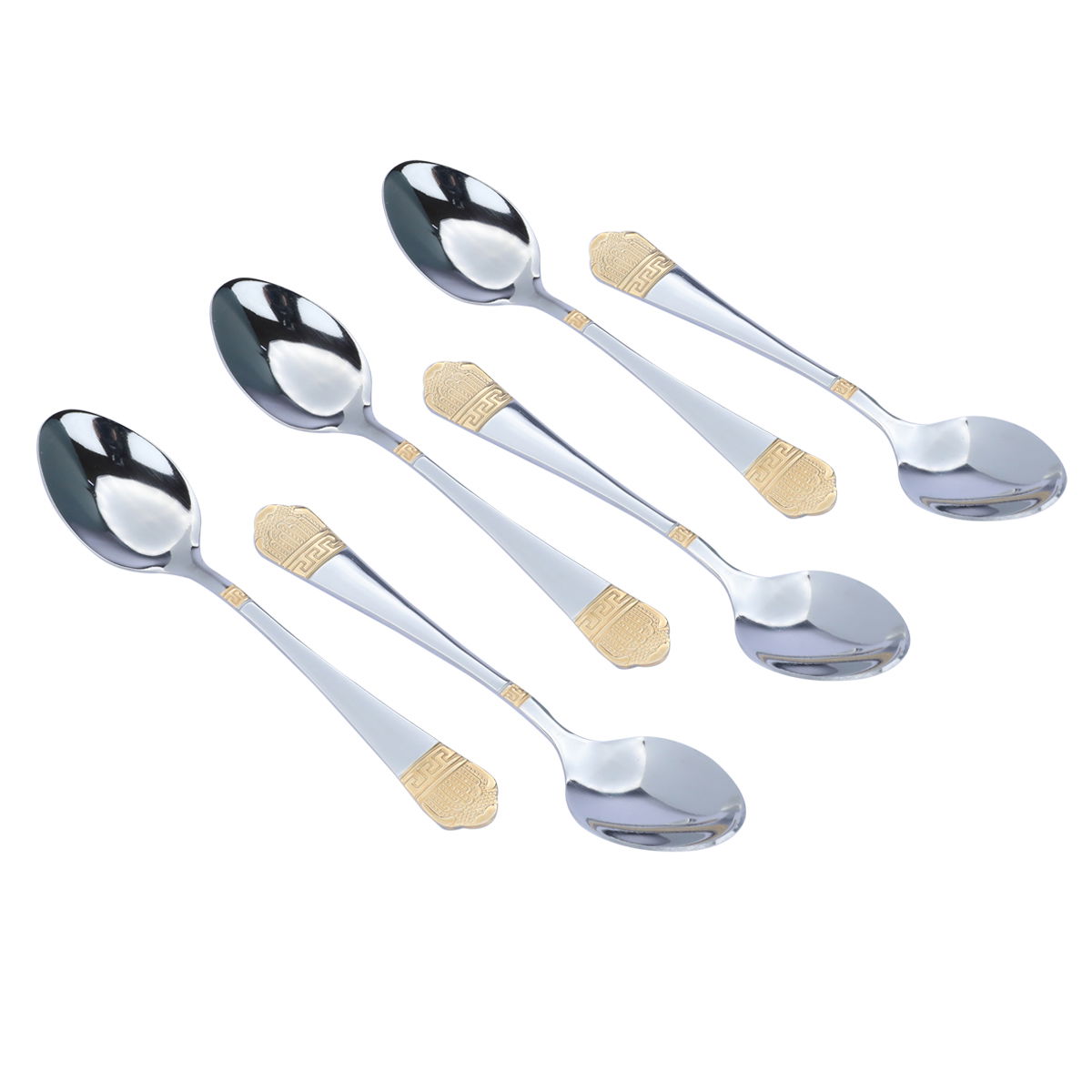 Al Saif Gallery Steel Tea Spoons Set, 6 Pieces - Golden Silver product image