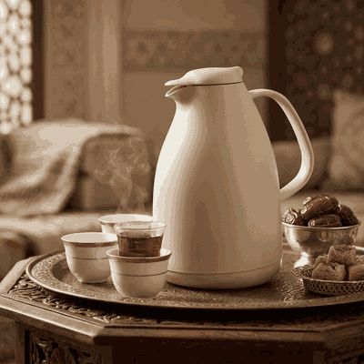 ترمس بطريق إليجانس، 1 لتر، حافظة داخلية زجاج حراري، غطاء ضغاط - بيج product image 2