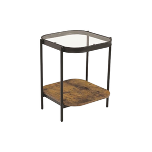طاولة جانبية مودرن زجاج و خشب MDF، 55×45 42 سم - بني product image 2
