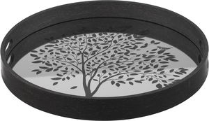 Al Saif Gallery Wooden Tray Set, Round, 2 Pieces - Black Wood product image 2