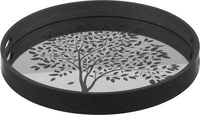Al Saif Gallery Wooden Tray Set, Round, 2 Pieces - Black Wood product image 2
