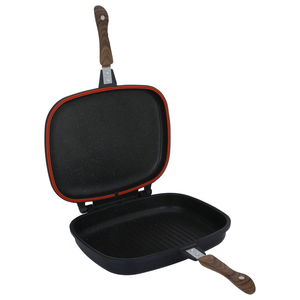 Titanium + Granite Double Sided Grill Pan, 5.6 L, 36 cm, Rectangle, Wooden Handle - Dark Blue product image 2