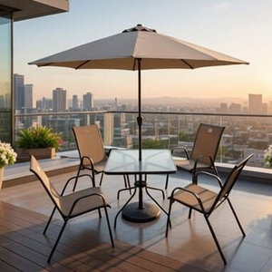 طاولة مظلية حديد ،100×100×75 سم، 4 كراسي - بني product image