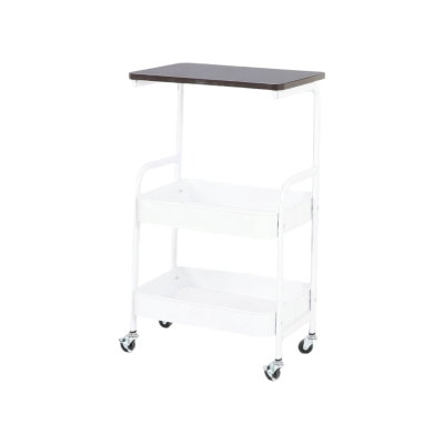 Metal Kitchen Organizer Stand, 65×32×51 Cm, 2 Shelves, 360 Swivel Casters - White product image 2