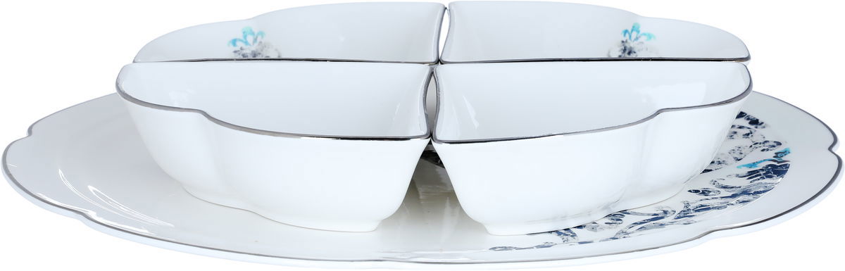 Al Saif Gallery porcelain yogurt set, 5 pieces, engraved - white product image
