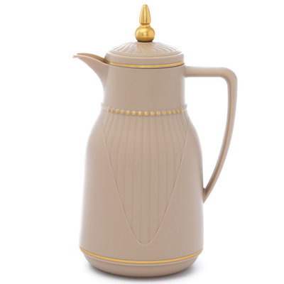 Al Saif Gallery Sawar 2 Plus Thermos, 1 liter, thermal glass inner container, plastic outer shell - dark beige product image 1