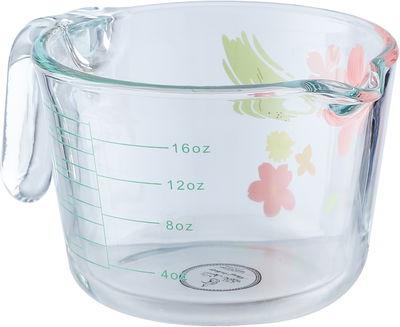 كوب قياس زجاج السيف غاليري، 500 مل، نقش ورد - شفاف product image 2