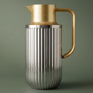 Everest Laura Thermos, Gold Handle, 1.6L, Heat-Resistant Glass Inner Material - Silver product image