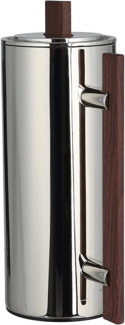 Al Saif Gallery Al-Markaz Thermos Set, 0.7/1 Liter, 2 Pieces, Glass Inner Container, Stainless Steel Outer Body, Push Button - Dark Wood Shiny Silver product image 4