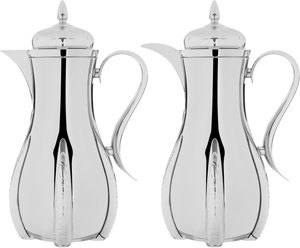 SanaAl Saif Gallery Thermos Set, 1/1 Liter, 2 Pieces, Inner Glass Container, Stainless Steel Outer Body, Pressure Cooker - Silver product image 2