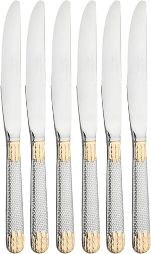 Al Saif Gallery steel knife set, 6 pieces, gold-silver engraved product image
