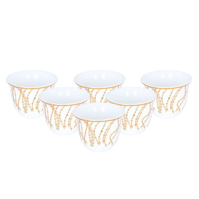 طقم تقديم بيالات وفناجين قهوة مع الصحن زجاج السيف غاليري، 26 قطعة، نقش ذهبي - أبيض product image 3