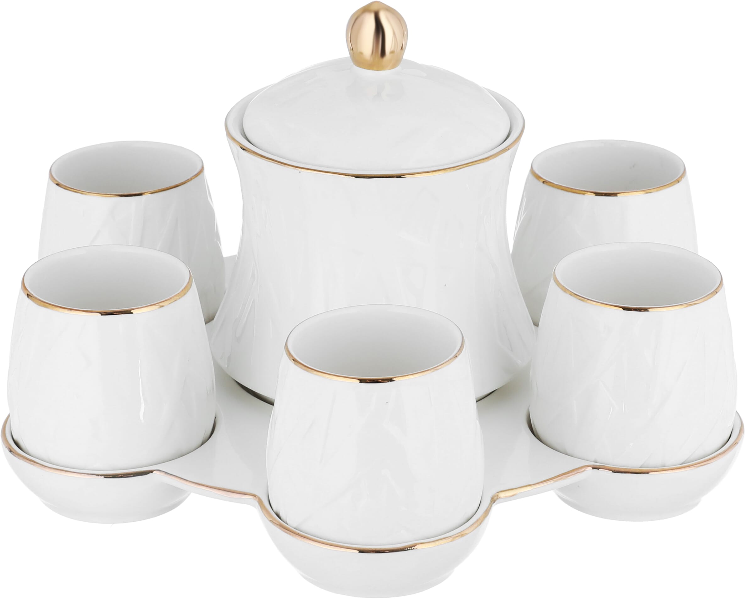Al Saif Gallery porcelain tea cups set, sugar, 8 pieces - white product image
