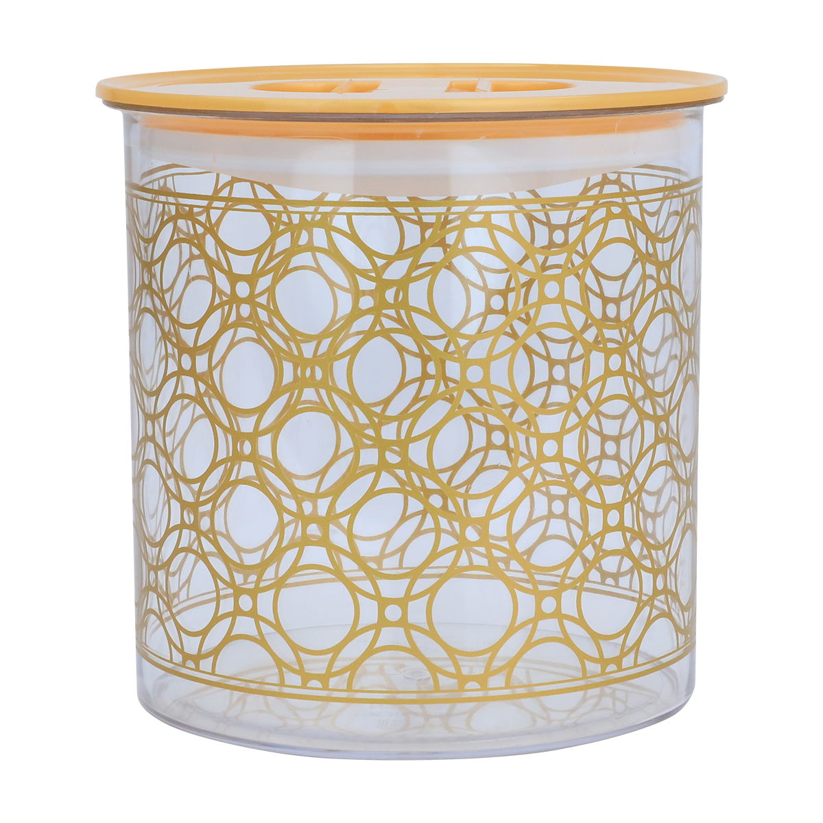 Al Saif Gallery plastic boxes set, round, golden circle pattern, 4 pieces - white product image 3