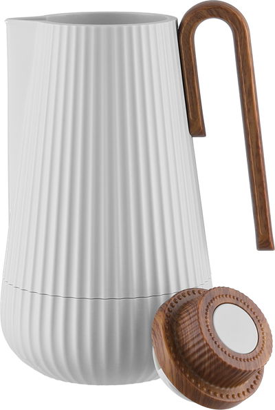 ترمس سمو جلوري، 0.7 لتر، يد خشبي، الخامة الداخلية زجاج، ضغاط - رمادي فاتح خشبي product image 4